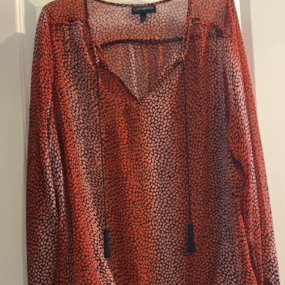 Lane Bryant Red and Black Sheer Blouse - Picture 2 of 2